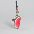 Hand Carved Wood Watermelon Keychain – Cute Summer Fruit Bag Charm
