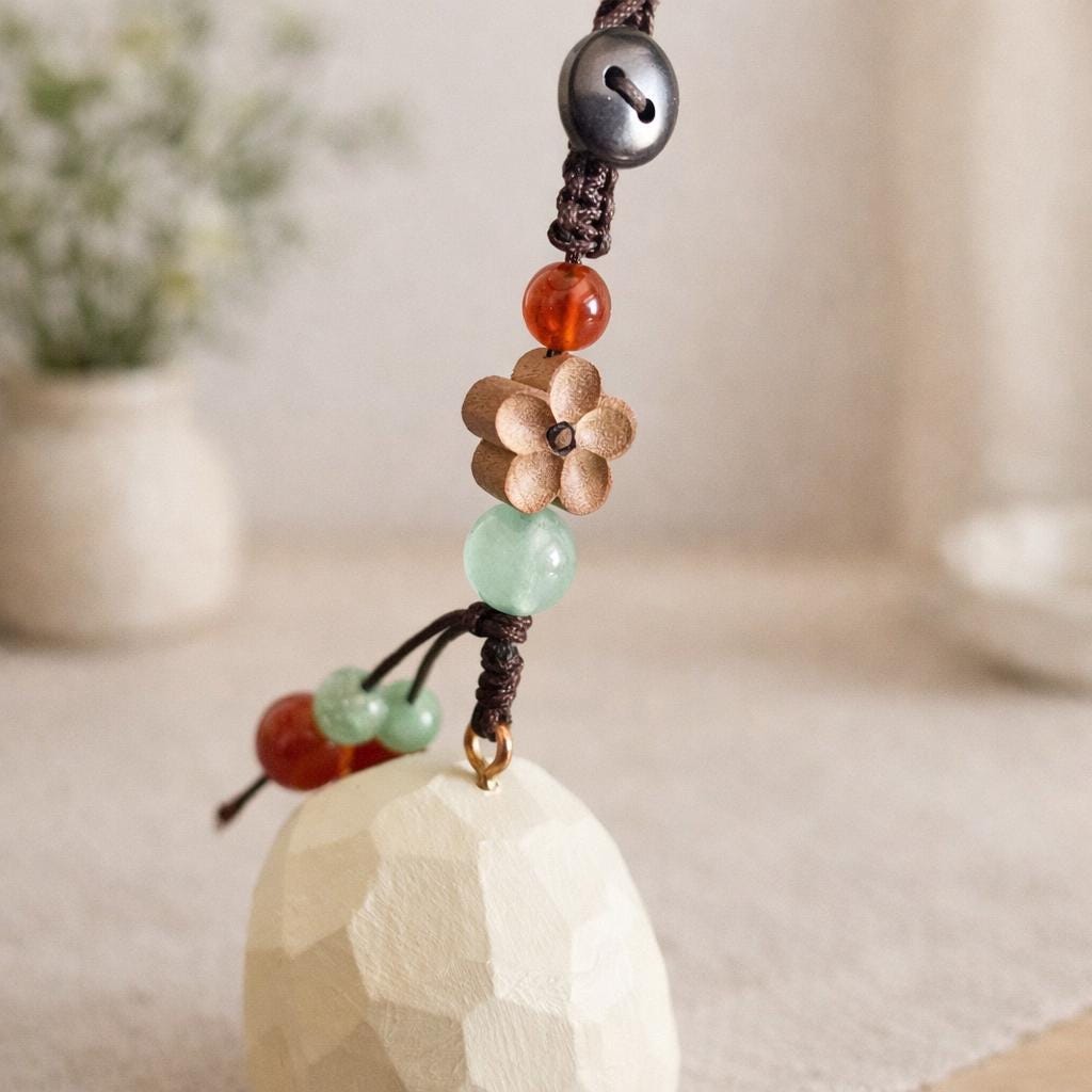 Hand Carved Wood Pistachio Keychain – Japanese Style Nut Bag Charm