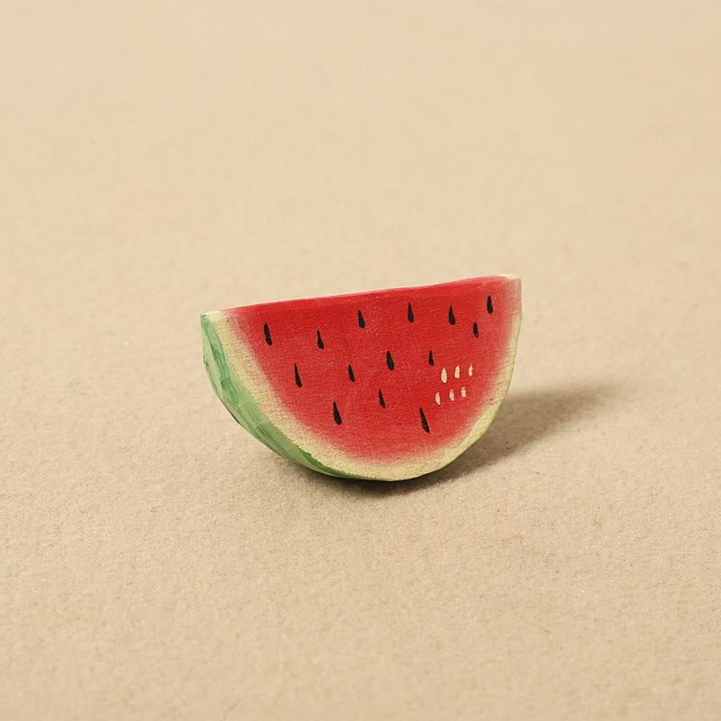 Hand Carved Wood Watermelon Keychain – Cute Summer Fruit Bag Charm