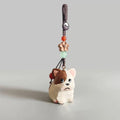 Hand Carved Basswood French Bulldog Keychain – Crystal Bead Bag Charm