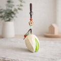 Hand Carved Wood Pistachio Keychain – Japanese Style Nut Bag Charm