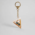 Handmade Leather Pizza Slice Keychain – Cute Food Bag Charm