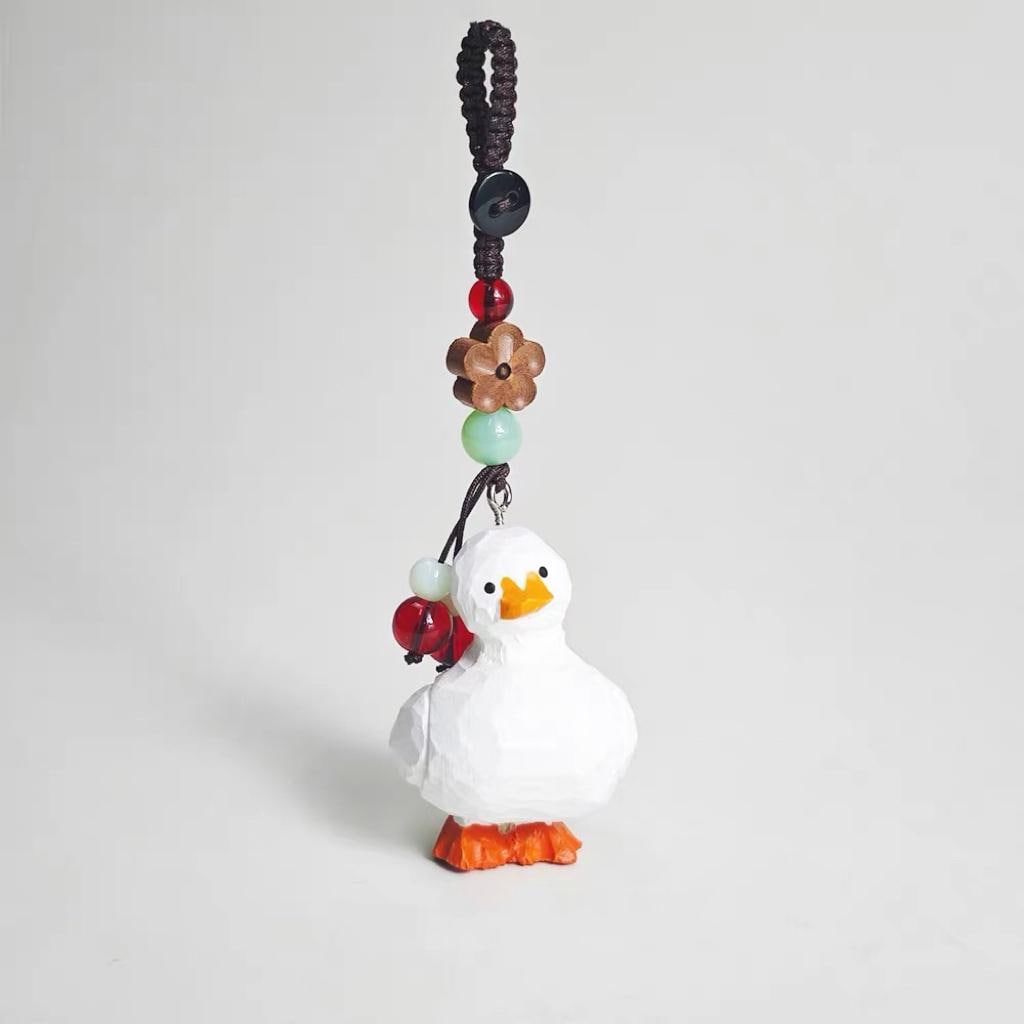 Hand Carved Wood Duck Keychain – Kawaii Little Duck Bag Charm