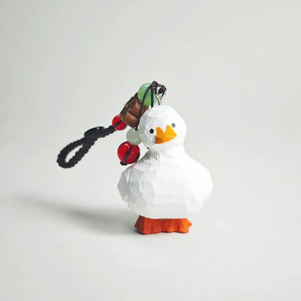 Hand Carved Wood Duck Keychain – Kawaii Little Duck Bag Charm