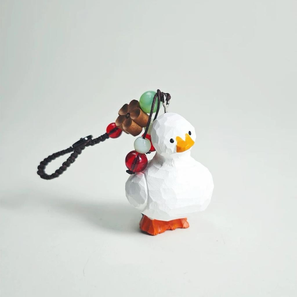 Hand Carved Wood Duck Keychain – Kawaii Little Duck Bag Charm