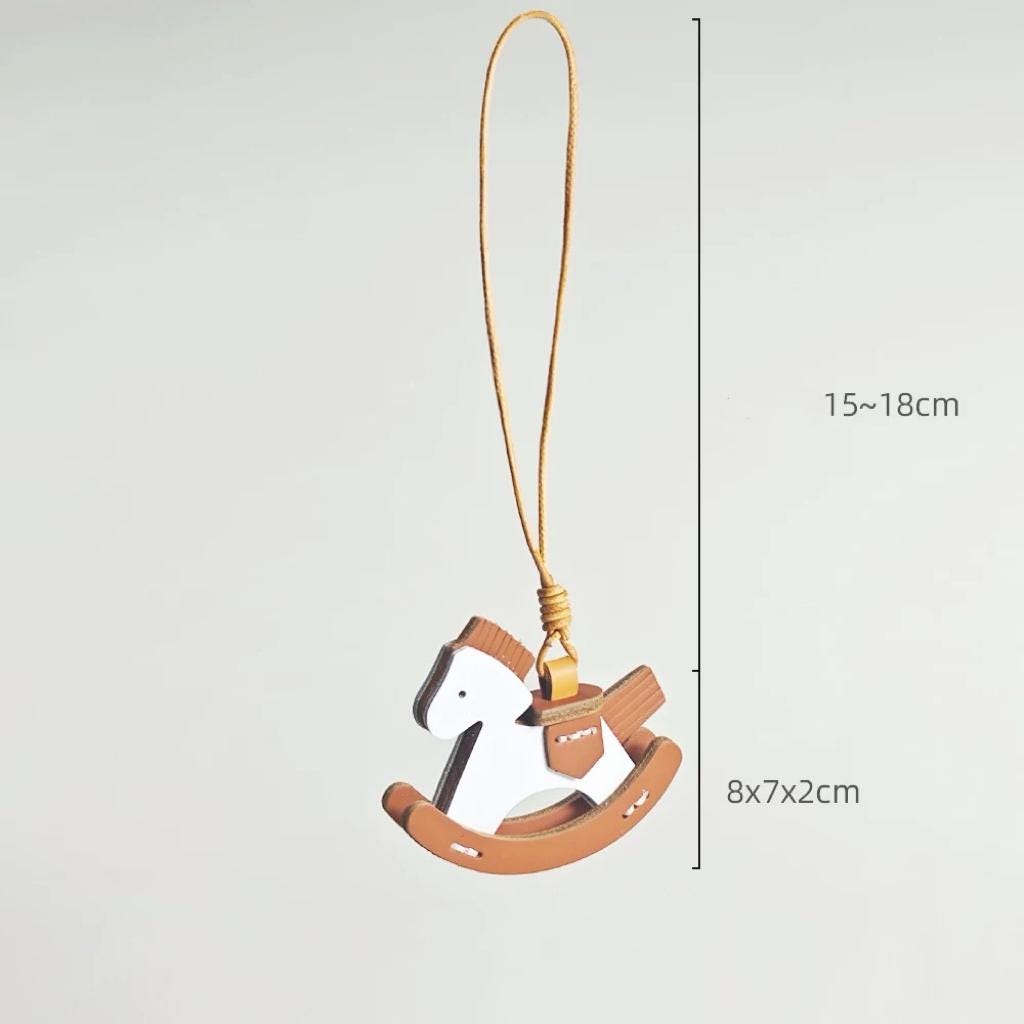 Handmade Leather Rocking Horse Keychain – Minimalist Nostalgic Bag Charm